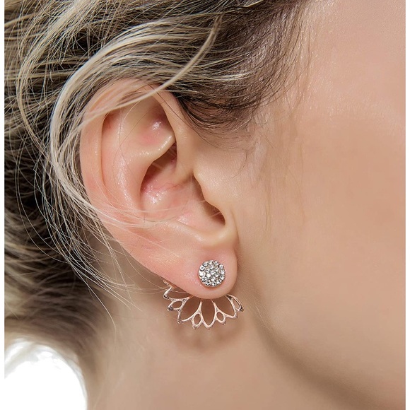 🆕 Sparkle Flower Earring Stud Jacket - Picture 3 of 7